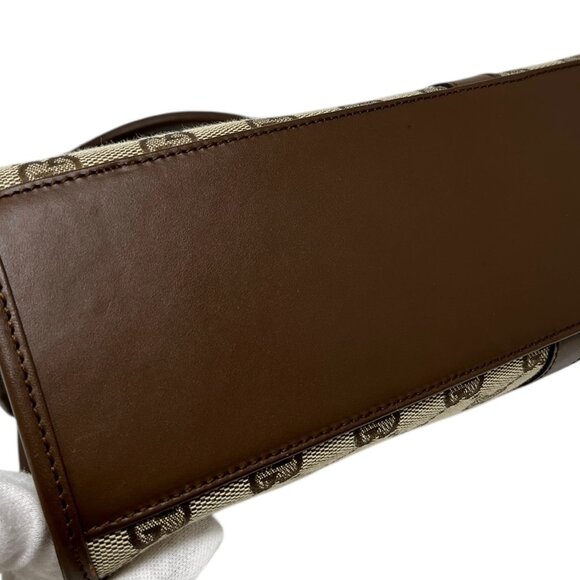 GUCCI Vintage GG Monogram Jackie Shoulder Bag Brown Beige Silver Canvas [105286] - Picture 9 of 11